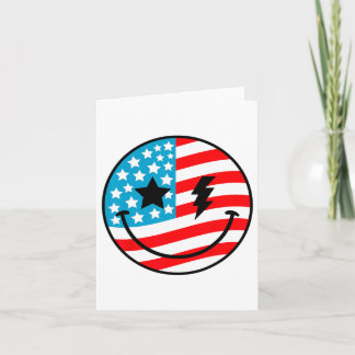 Carte Joyeux 4 juillet Super Sourire Face Rouge Blanc Bl