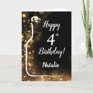 Carte Joyeux 4e anniversaire Black and Gold Parties scin