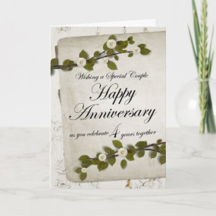 Carte Joyeux 4e anniversaire Floral