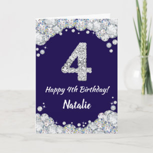 Carte Joyeux 4e anniversaire Marine Parties scintillant 