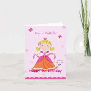 Carte Joyeux 4e anniversaire Princesse