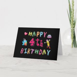 Carte Joyeux 4ème anniversaire. 4 ans d'anniversaire.