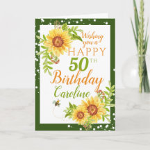 Joyeux 50e anniversaire floral tournesol