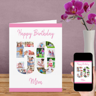 Carte Joyeux 50e Anniversaire Maman Collage Photo Numéro