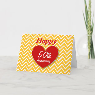 Carte Joyeux 50e anniversaire Mariage Chevrons d'or B20A