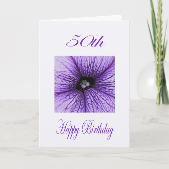 Carte Joyeux 50e anniversaire pourpre fleurs (Devant)