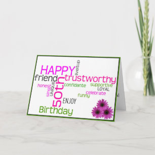 Carte Joyeux 50ème anniversaire pour une baby-boomer fem