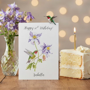 Carte Joyeux 51e anniversaire Columbine avec Hummingbird