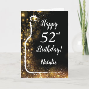 Carte Joyeux 52e anniversaire Black and Gold Parties sci