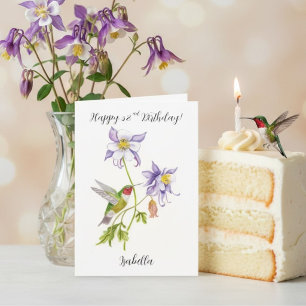 Carte Joyeux 52e anniversaire Columbine avec Hummingbird