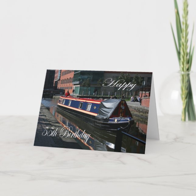 Carte Joyeux 55ème anniversaire bateau de canal (Devant)