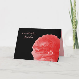 Carte Joyeux 55ème anniversaire, Coral Rose Rose Floral