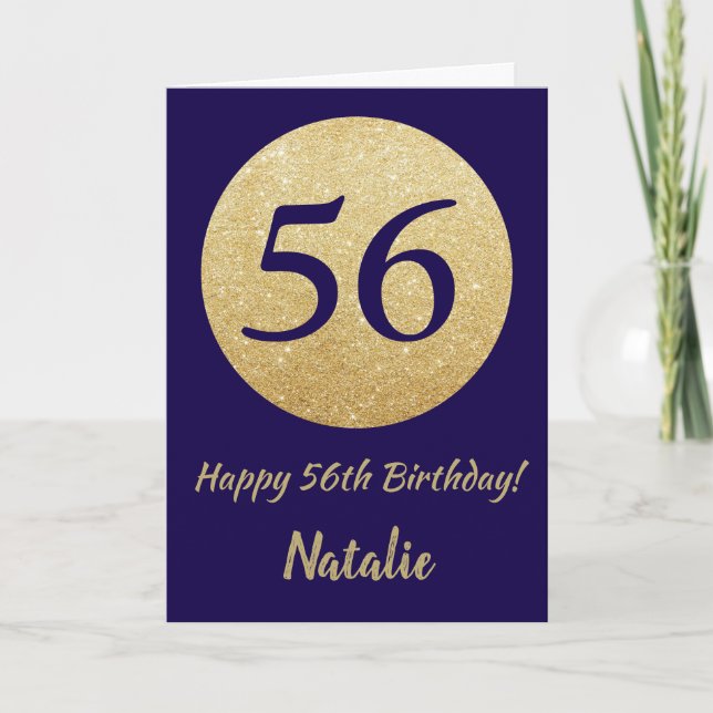 Carte Joyeux 56e anniversaire Marine Parties scintillant (Devant)