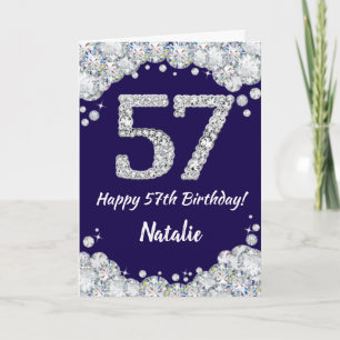 Carte Joyeux 57e anniversaire Marine Bleu et Parties sci
