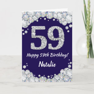 Carte Joyeux 59e anniversaire Marine Parties scintillant