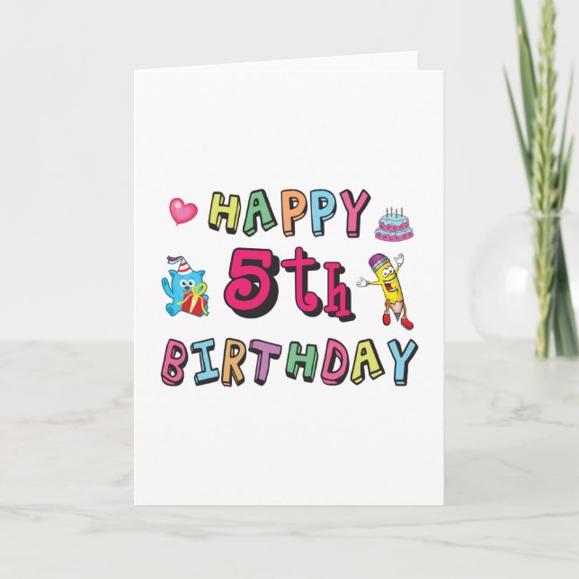 Carte Joyeux 5e anniversaire 5 ans voeux b jour (Devant)