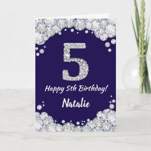 Carte Joyeux 5e anniversaire Marine Parties scintillant 