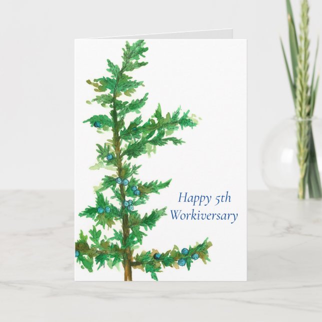 Carte Joyeux 5e branche de l'arbre Juniper Workiversary (Devant)