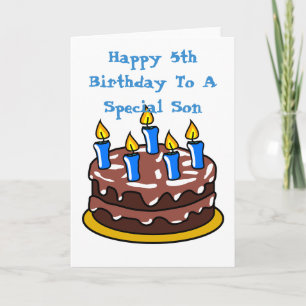 Carte Joyeux 5ème Anniversaire à un Fils Spécial Gâteau 