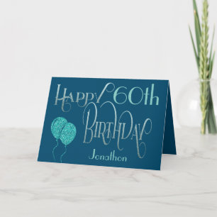 Carte Joyeux 60e anniversaire Nom bleu