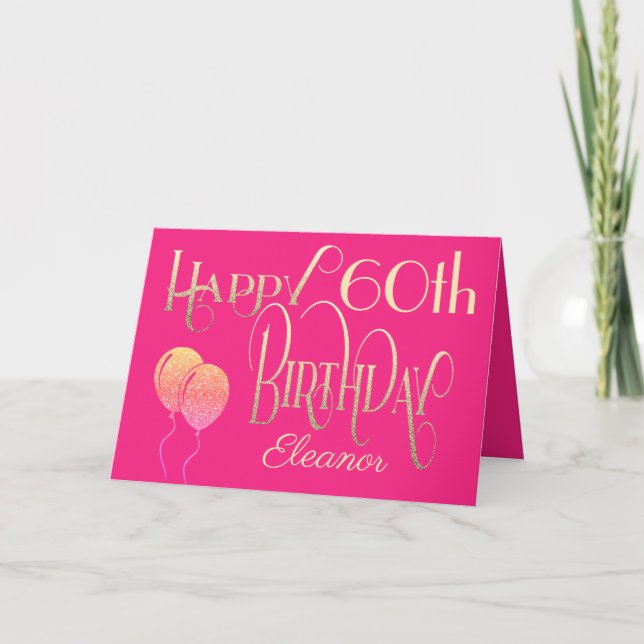 Carte Joyeux 60e anniversaire Nom de Jour Décoratif Scri (Devant)
