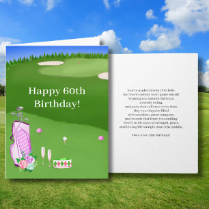 Carte Joyeux 60e Anniversaire Pink Golf Sac Sur Golf Cou
