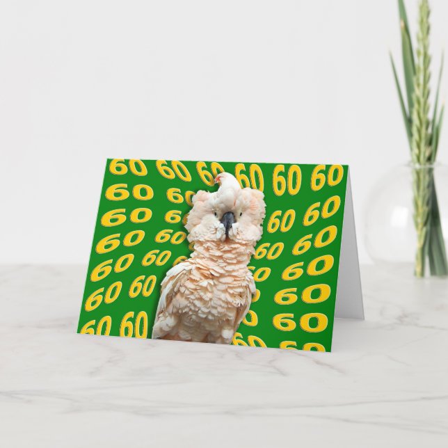 Carte Joyeux 60ème anniversaire avec Cockatoo Moluccan (Devant)