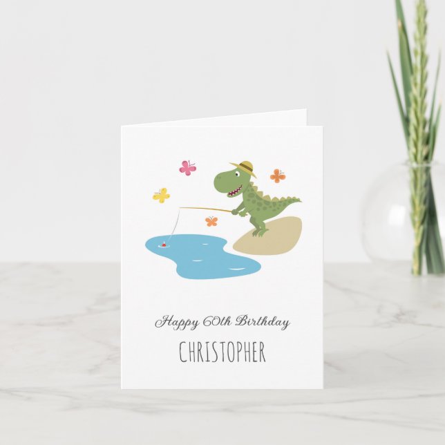 Carte Joyeux 60ème anniversaire mignonne Dinosaur Dinosa (Devant)