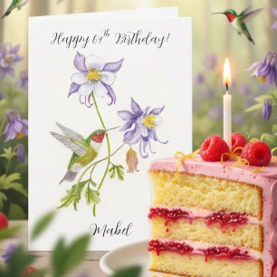 Carte Joyeux 64e anniversaire Columbine avec Hummingbird