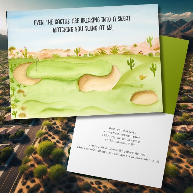 Carte Joyeux 65e anniversaire Desert Golf Course aquarel (Créateur téléchargé)