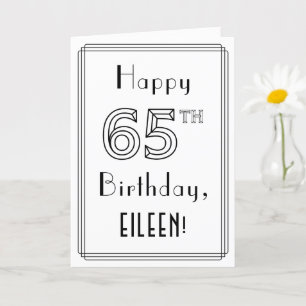 Carte Joyeux 65e anniversaire, style Art déco avec nom p