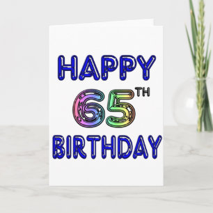 Carte Joyeux 65ème anniversaire en police de ballon