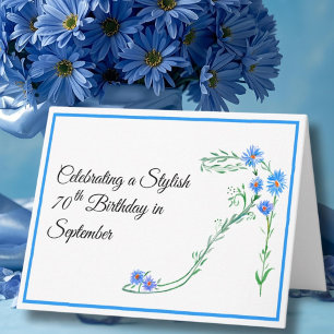 Carte Joyeux 70 Septembre Anniversaire des fleurs d'aste