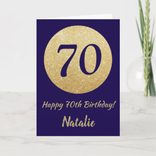 Carte Joyeux 70e anniversaire de la Navy Blue et Gold Gl