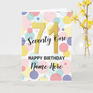 Carte Joyeux 71e anniversaire Pastel Arc-en-ciel et fill