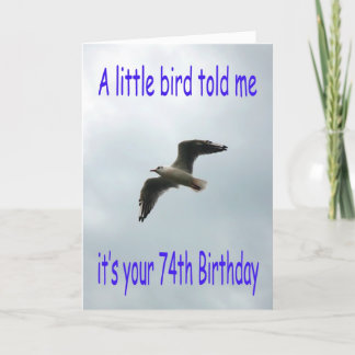 Carte Joyeux 74e anniversaire vol oiseau de mouette