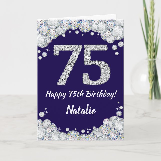 Carte Joyeux 75e anniversaire Marine Parties scintillant (Devant)
