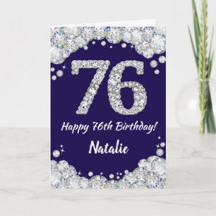 Carte Joyeux 76e anniversaire Marine Parties scintillant