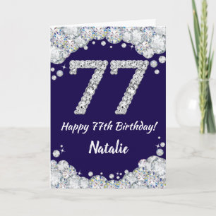 Carte Joyeux 77e anniversaire Marine Bleu et Parties sci