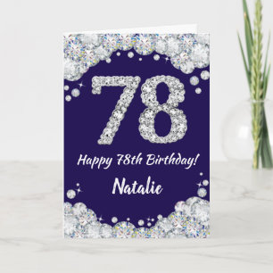 Carte Joyeux 78e anniversaire Marine Parties scintillant