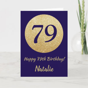 Carte Joyeux 79e anniversaire Marine Parties scintillant