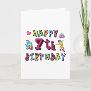 Carte Joyeux 7e anniversaire 7 ans souhaits