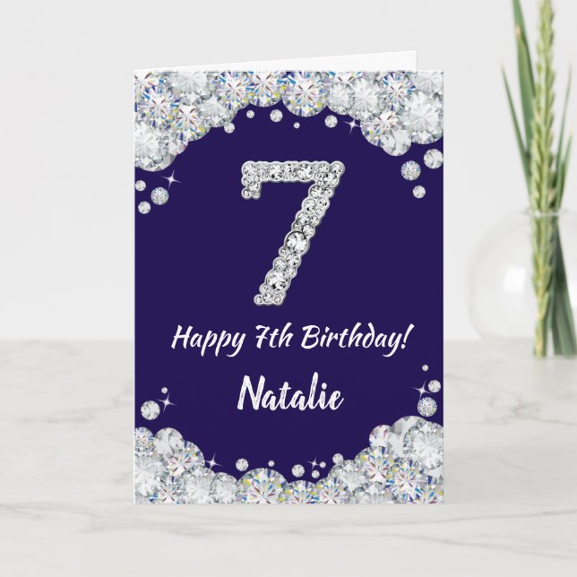 Carte Joyeux 7e anniversaire Marine Parties scintillant  (Devant)