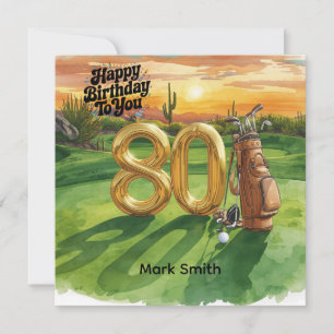 Carte Joyeux 80e anniversaire avec balle de golf pour go