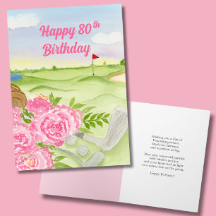 Carte Joyeux 80e anniversaire Peonies sur le terrain de 