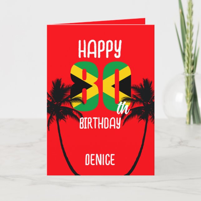 Carte Joyeux 80ème anniversaire en Jamaïque (Devant)