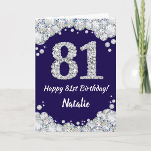 Carte Joyeux 81e anniversaire Marine Parties scintillant