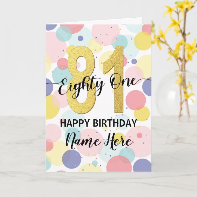Carte Joyeux 81e anniversaire Pastel Arc-en-ciel et fill (Fleur jaune)
