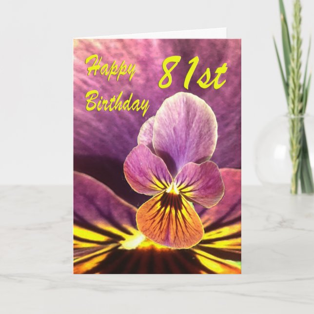Carte Joyeux 81ème anniversaire Pansy Flower (Devant)