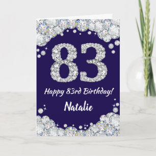 Carte Joyeux 83e anniversaire Marine Bleu et Parties sci